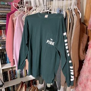 Green Victoria’s Secret PINK Long Sleeve T-Shirt